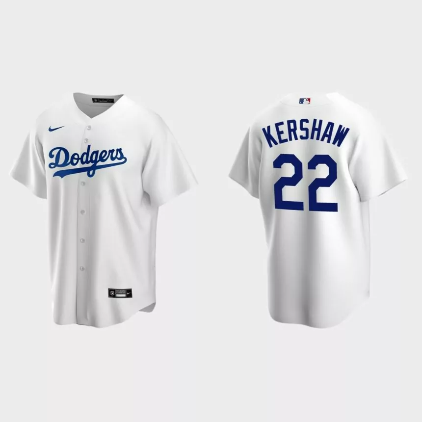 Los Angeles Dodgers #22 Clayton Kershaw White Replica Home Jersey