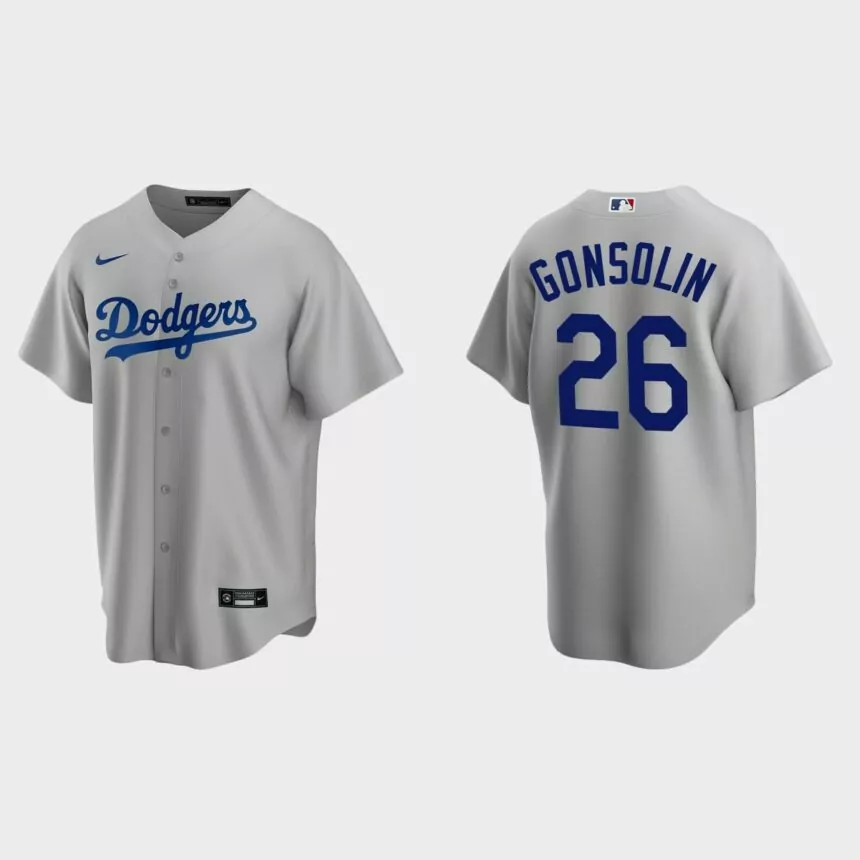 Los Angeles Dodgers #26 Tony Gonsolin Replica Alternate Jersey – Gray