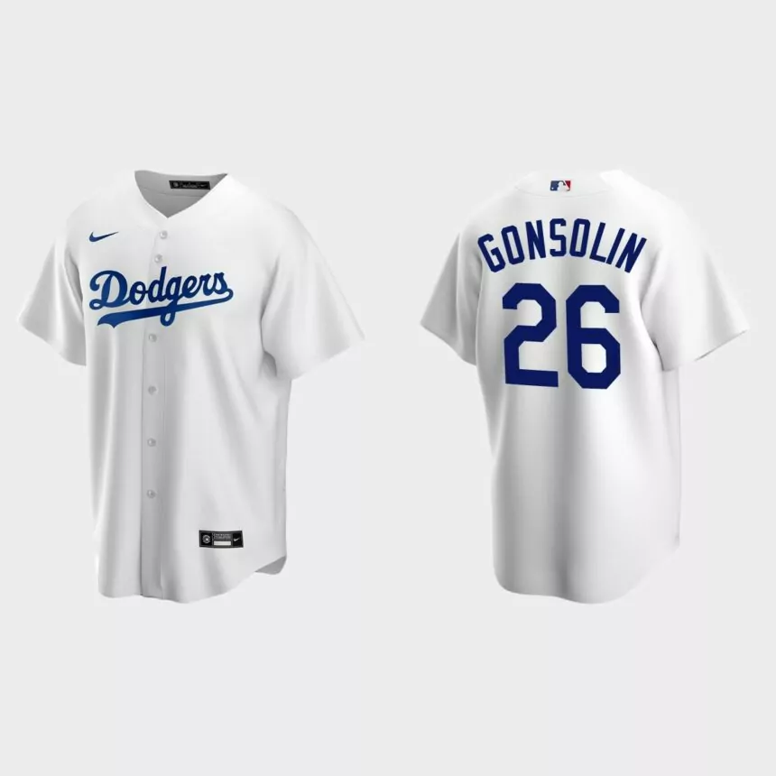 Los Angeles Dodgers #26 Tony Gonsolin Replica Home Jersey – White