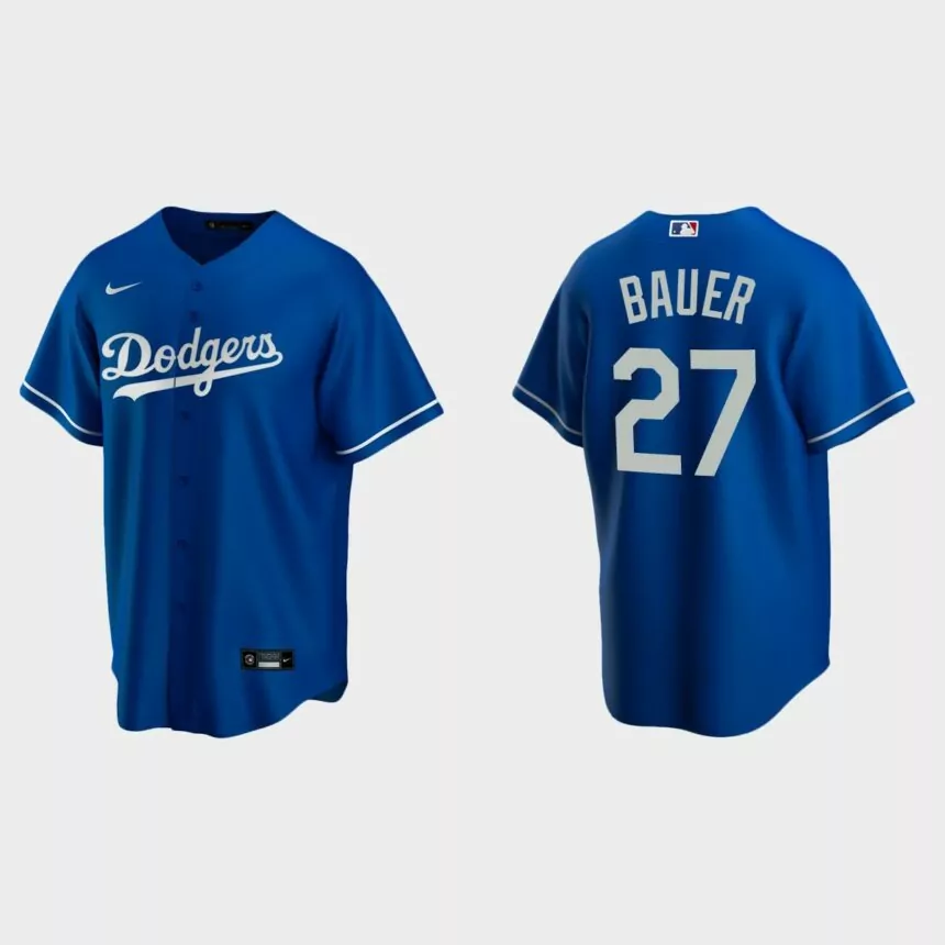 Los Angeles Dodgers #27 Trevor Bauer Replica Alternate Jersey – Royal