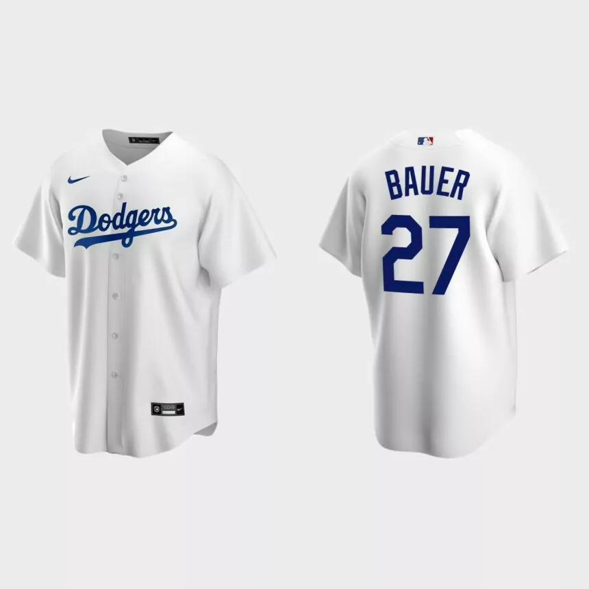 Los Angeles Dodgers #27 Trevor Bauer Replica Home Jersey – White