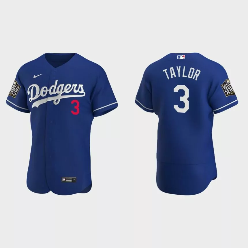 Los Angeles Dodgers #3 Chris Taylor 2020 World Series Authentic Alternate Jersey – Royal