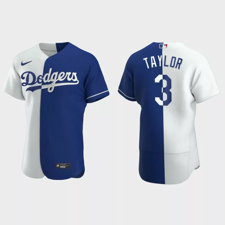Los Angeles Dodgers #3 Chris Taylor Color Split Authentic Nike Jersey – Royal