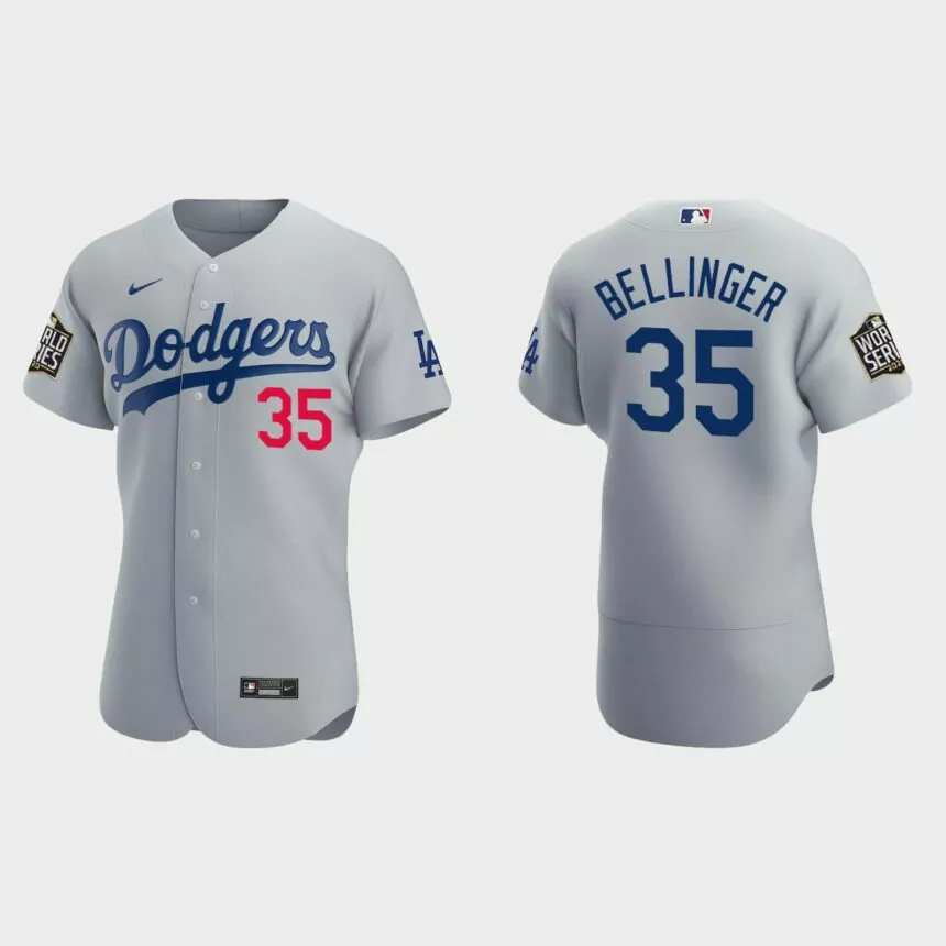 Los Angeles Dodgers #35 Cody Bellinger 2020 World Series Authentic Alternate Jersey – Gray