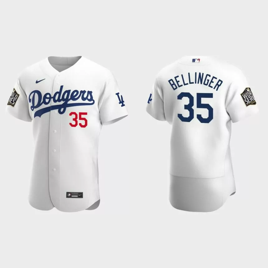 Los Angeles Dodgers #35 Cody Bellinger 2020 World Series Authentic Home Jersey – White