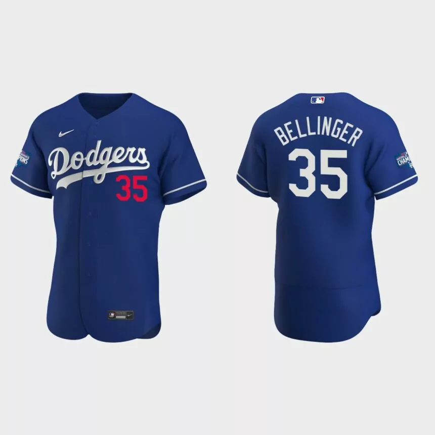 Los Angeles Dodgers #35 Cody Bellinger 2020 World Series Champions Alternate Authentic Team Jersey – Royal