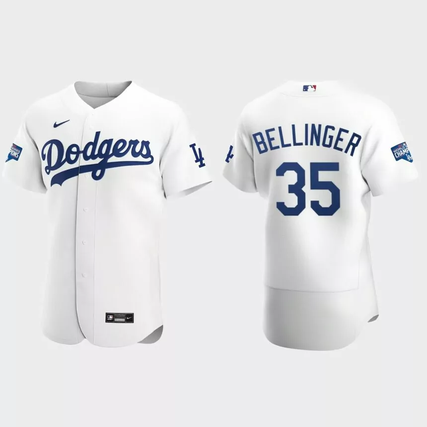 Los Angeles Dodgers #35 Cody Bellinger 2020 World Series Champions Home Authentic Team Jersey – White