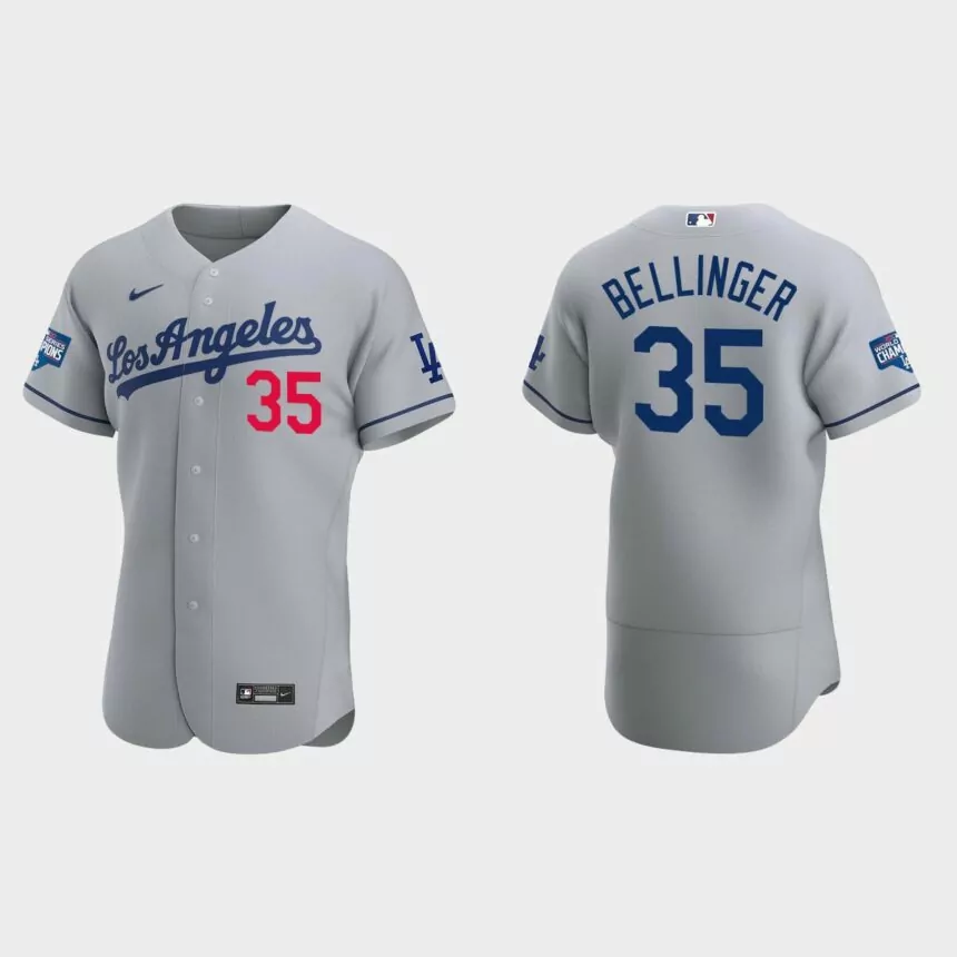 Los Angeles Dodgers #35 Cody Bellinger 2020 World Series Champions Road Authentic Team Jersey – White
