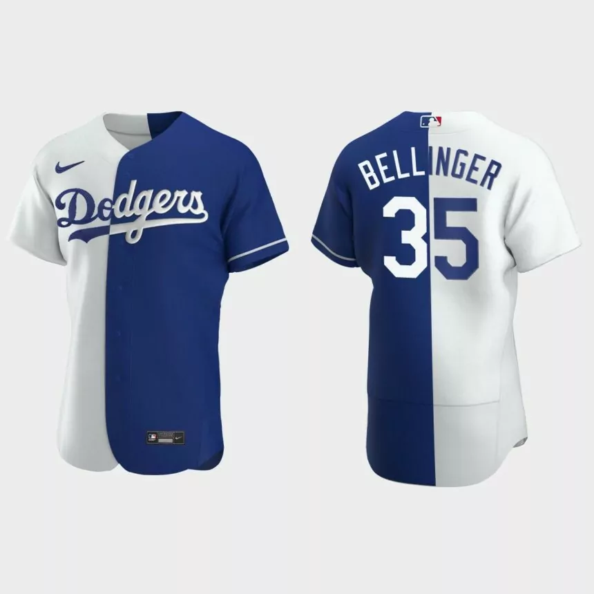 Los Angeles Dodgers #35 Cody Bellinger Color Split Authentic Nike Jersey – Royal