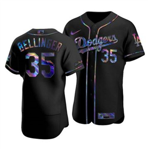 Los Angeles Dodgers #35 Cody Bellinger Men's Nike Iridescent Holographic Collection MLB Jersey - Black