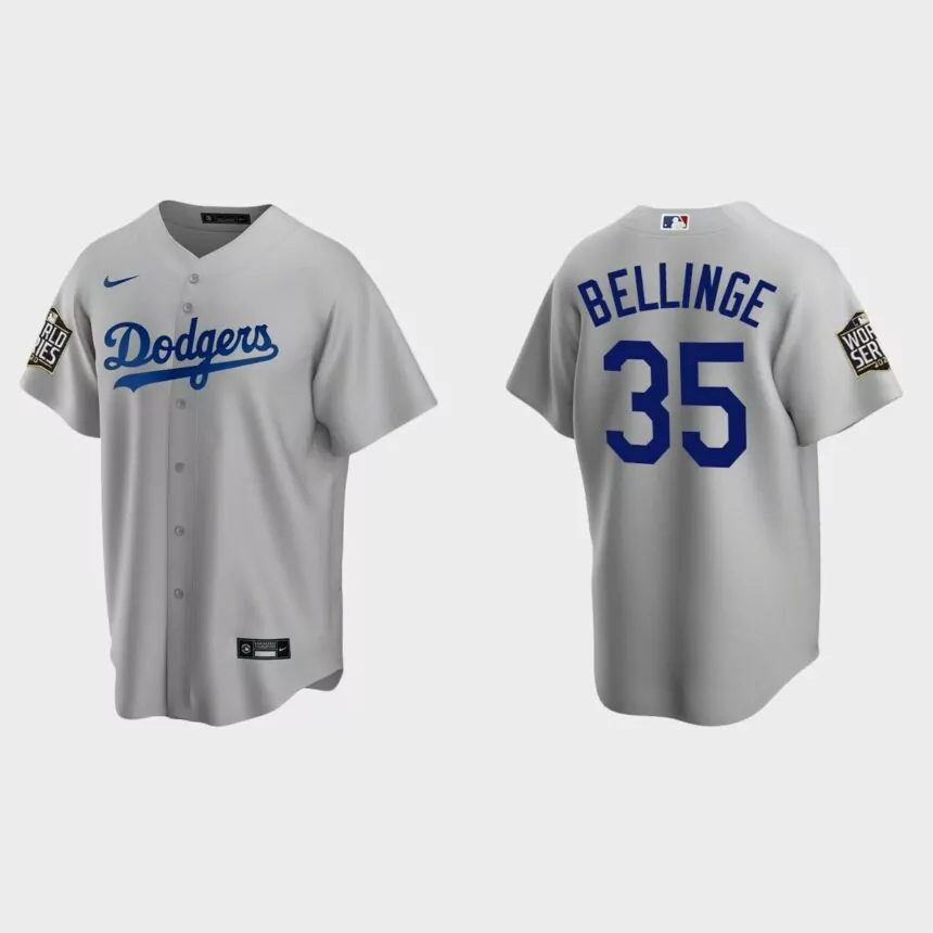 Los Angeles Dodgers #35 Cody Bellinger Replica 2020 World Series Alternate Jersey – Gray
