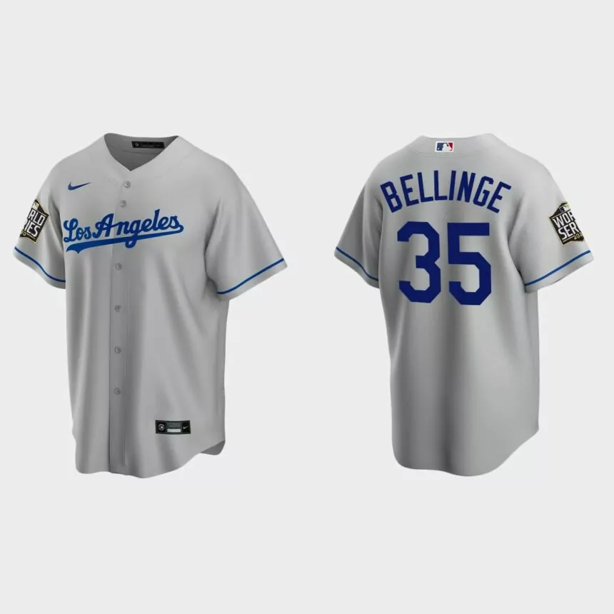 Los Angeles Dodgers #35 Cody Bellinger Replica 2020 World Series Road Jersey – Gray