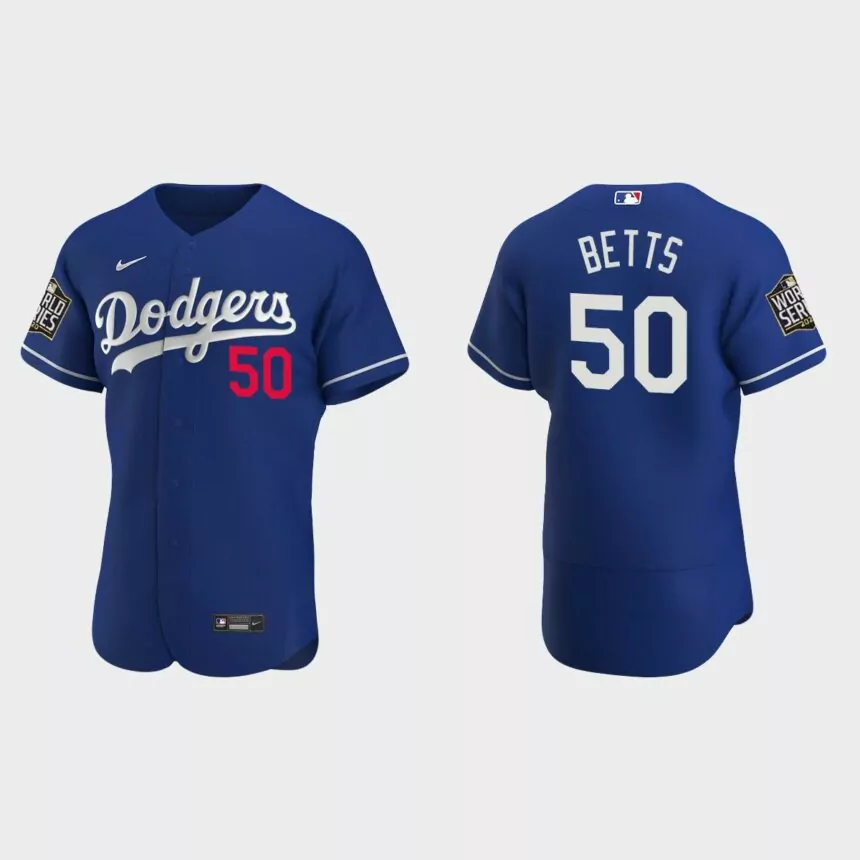 Los Angeles Dodgers #50 Mookie Betts 2020 World Series Authentic Alternate Jersey – Royal