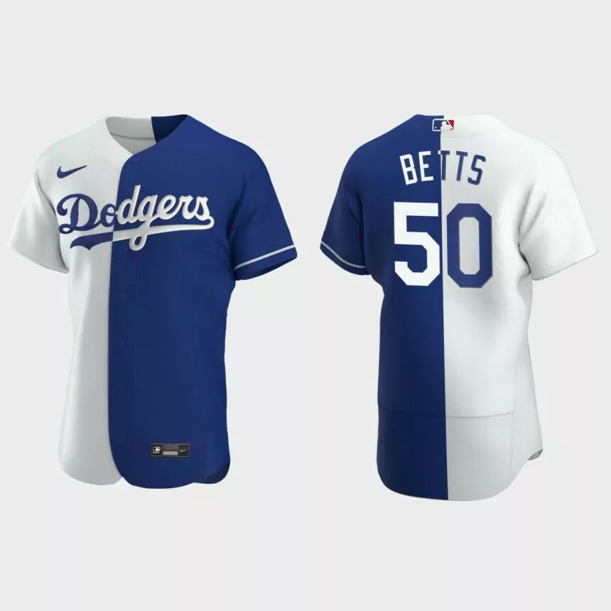 Los Angeles Dodgers #50 Mookie Betts Color Split Authentic Nike Jersey – Royal