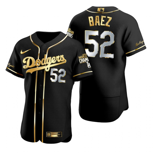 Los Angeles Dodgers #52 Pedro Baez Black 2020 World Series Champions Golden Limited Jersey