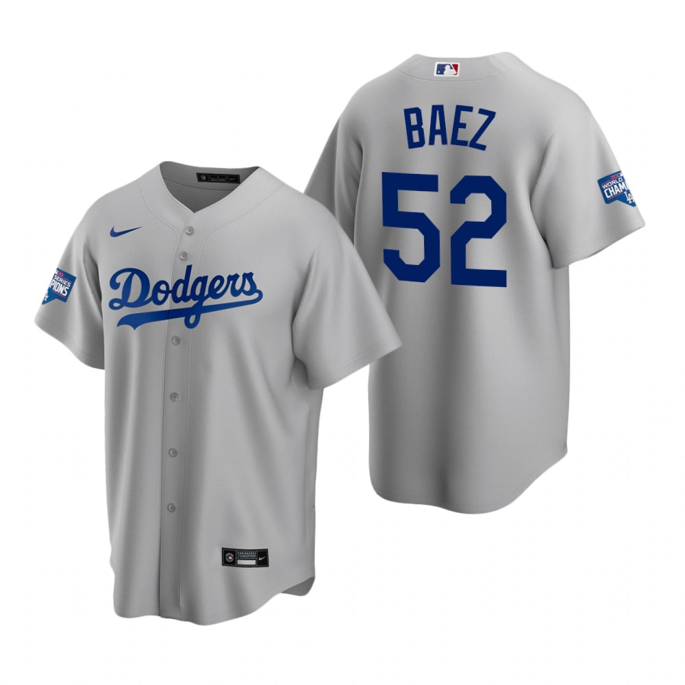 Los Angeles Dodgers #52 Pedro Baez Gray 2020 World Series Champions Jersey