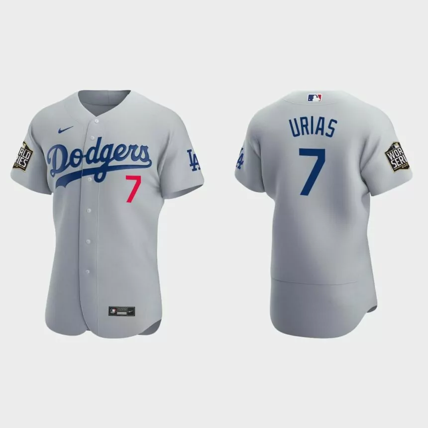 Los Angeles Dodgers #7 Julio Urias 2020 World Series Authentic Alternate Jersey – Gray