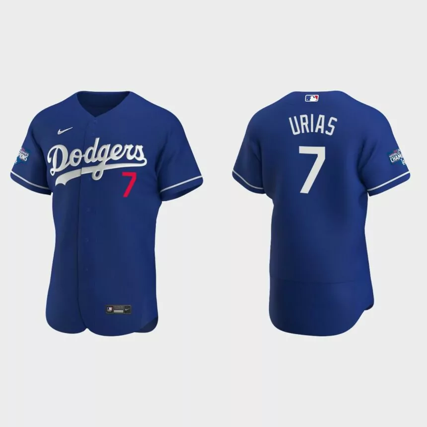 Los Angeles Dodgers #7 Julio Urias 2020 World Series Champions Alternate Authentic Team Jersey – Royal