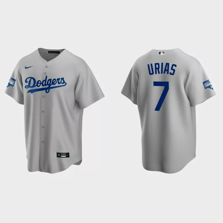 Los Angeles Dodgers #7 Julio Urias Alternate Replica Team 2020 World Series Champions Jersey – White