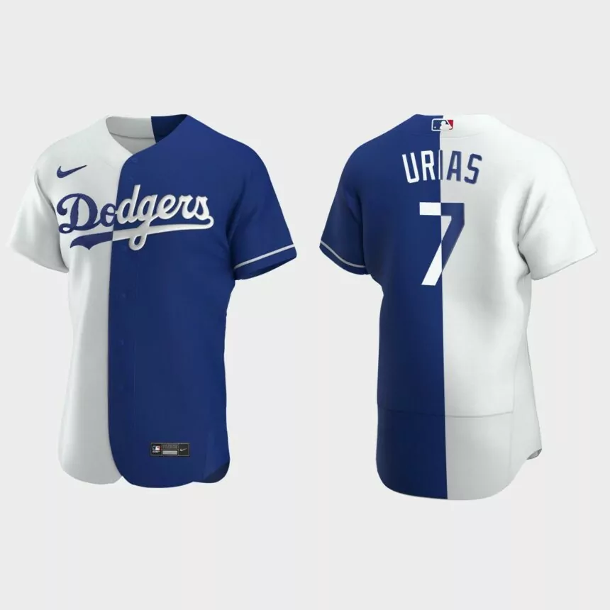 Los Angeles Dodgers #7 Julio Urias Color Split Authentic Nike Jersey – Royal