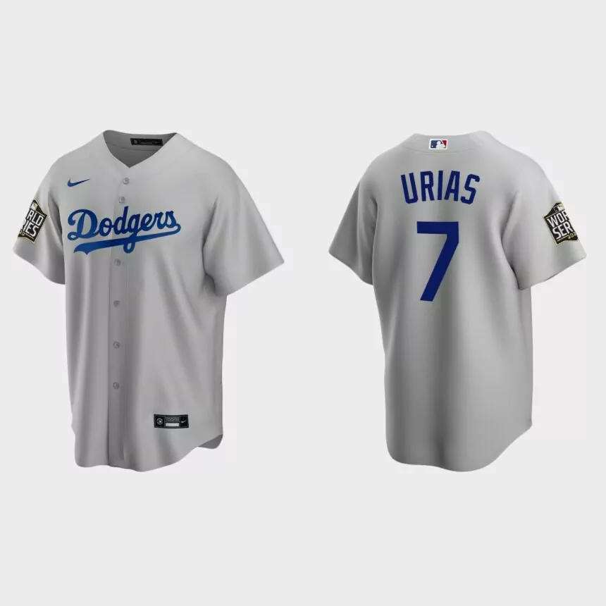 Los Angeles Dodgers #7 Julio Urias Replica 2020 World Series Alternate Jersey – Gray