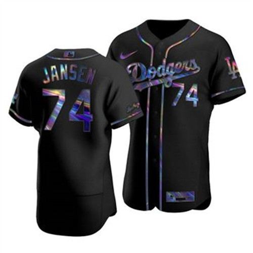 Los Angeles Dodgers #74 Kenley Jansen Men's Nike Iridescent Holographic Collection MLB Jersey - Black