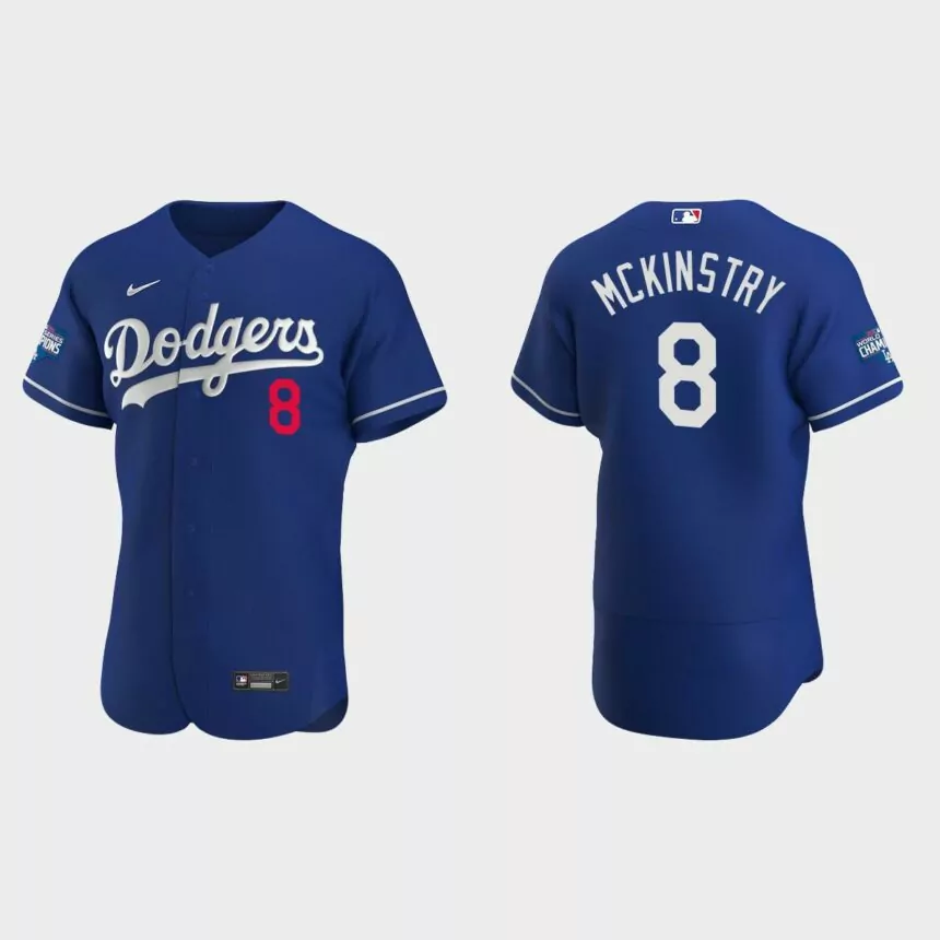 Los Angeles Dodgers #8 Zach McKinstry 2020 World Series Champions Alternate Authentic Team Jersey – Royal