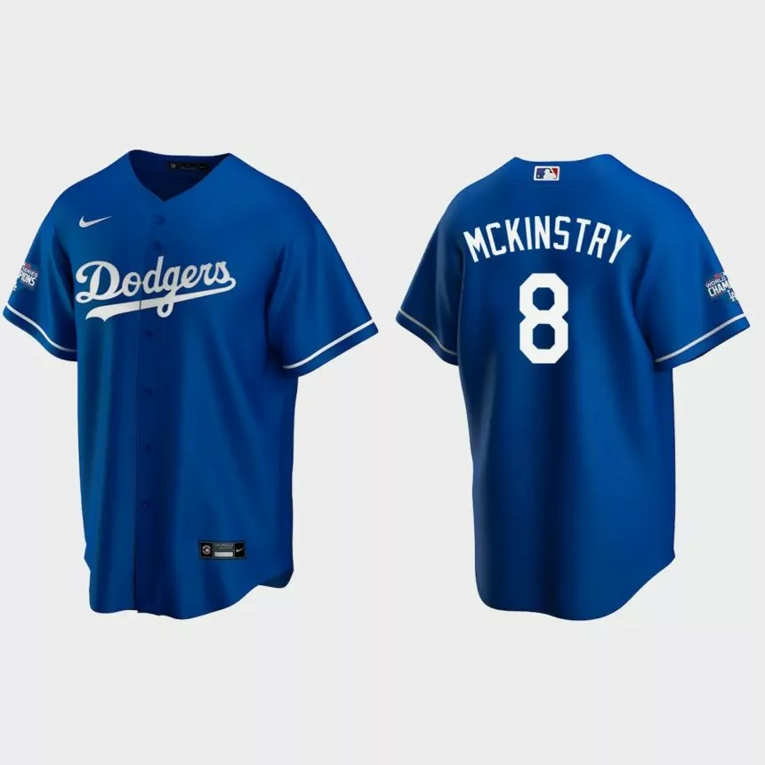 Los Angeles Dodgers #8 Zach McKinstry Alternate Replica 2020 World Series Champions Jersey – Royal