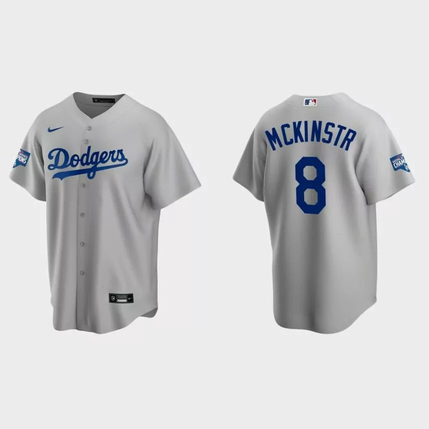Los Angeles Dodgers #8 Zach McKinstry Alternate Replica Team 2020 World Series Champions Jersey – White