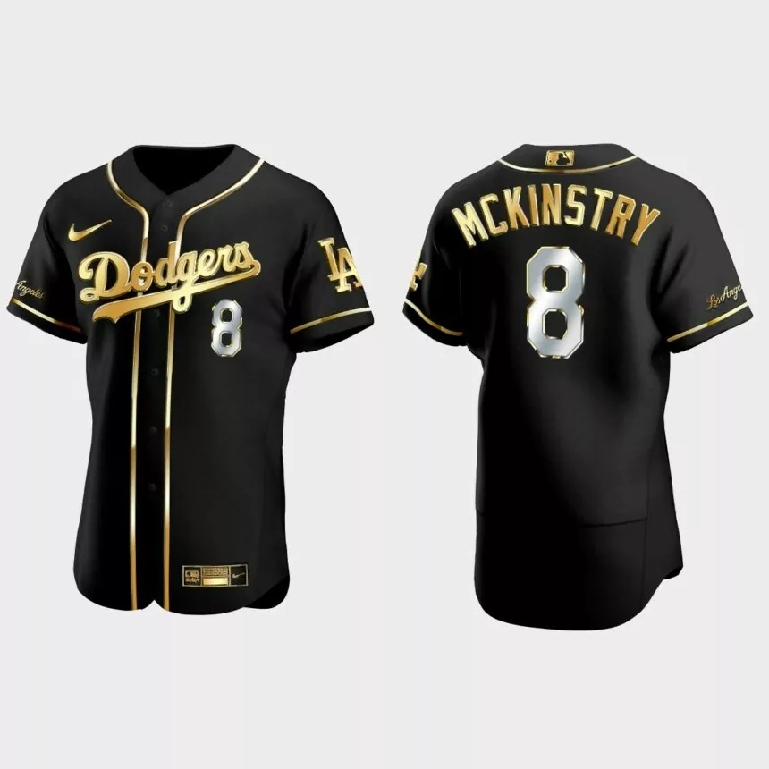 Los Angeles Dodgers #8 Zach McKinstry Golden Edition Authentic Jersey – Black