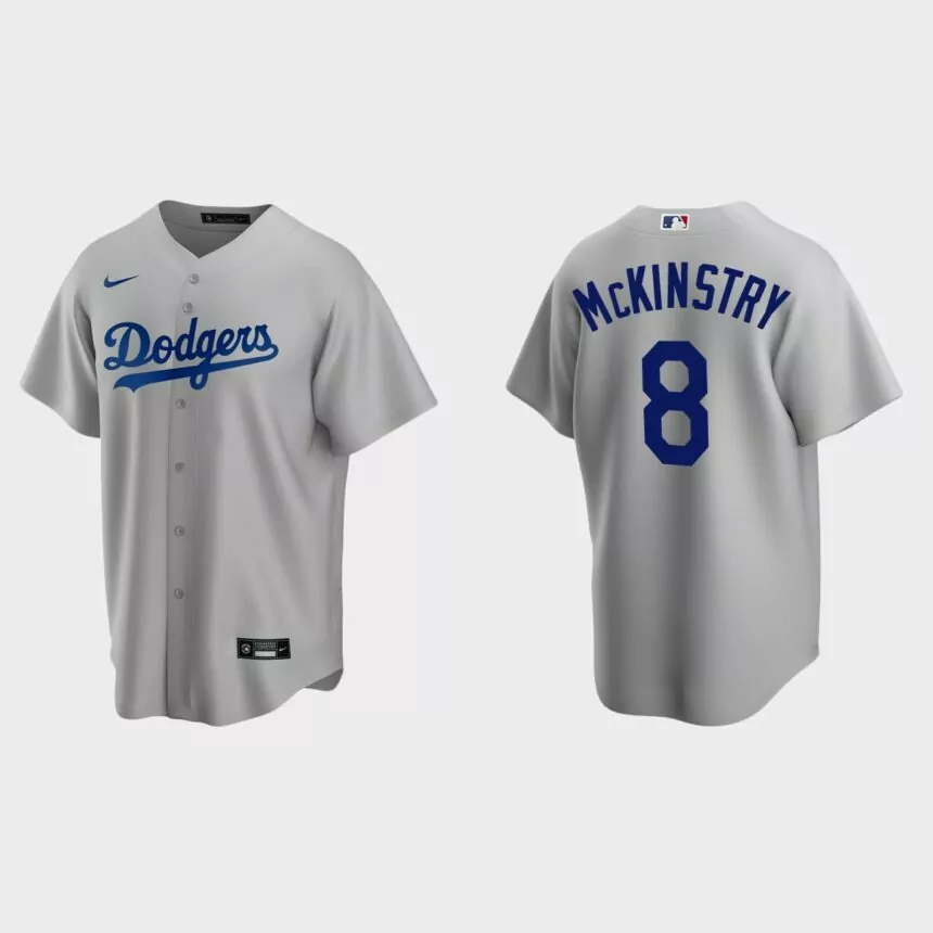 Los Angeles Dodgers #8 Zach McKinstry Replica Alternate Jersey – Gray