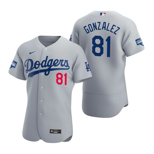 Los Angeles Dodgers #81 Victor Gonzalez Gray 2020 World Series Champions Authentic Jersey