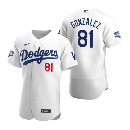 Los Angeles Dodgers #81 Victor Gonzalez White 2020 World Series Champions Authentic Jersey