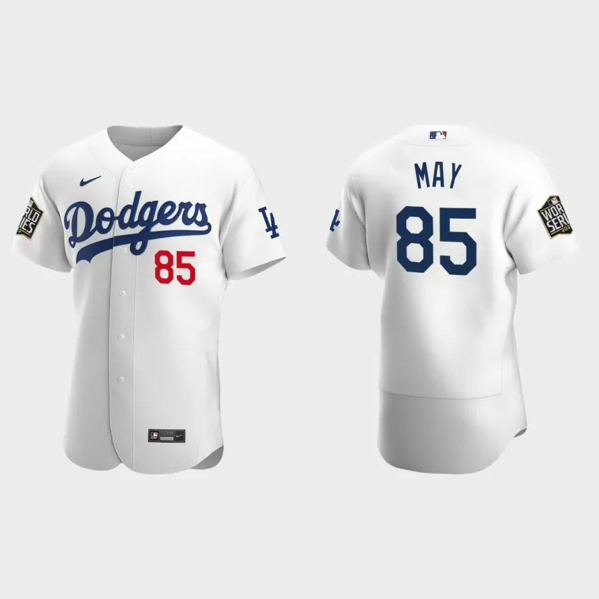 Los Angeles Dodgers #85 Dustin May 2020 World Series Authentic Home Jersey – White