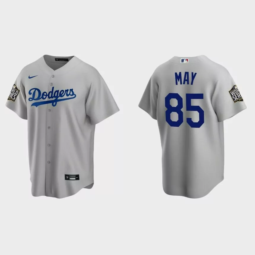 Los Angeles Dodgers #85 Dustin May Replica 2020 World Series Alternate Jersey – Gray