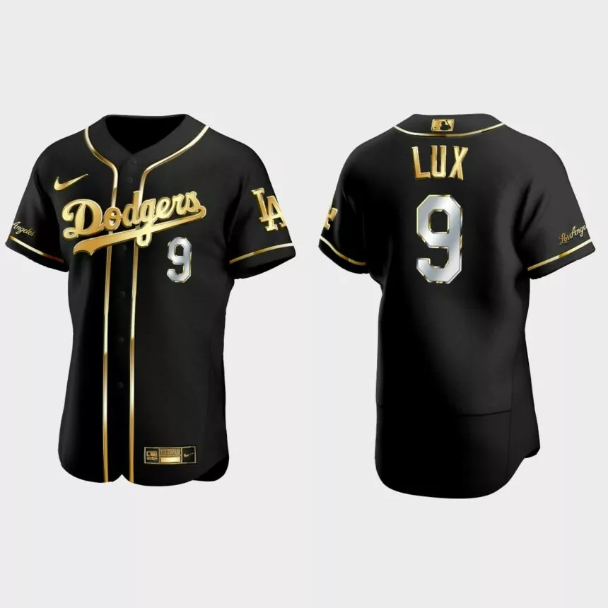 Los Angeles Dodgers #9 Gavin Lux Golden Edition Authentic Jersey – Black