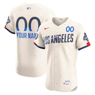 Los Angeles Dodgers  Nike 2025 World Series Champions City Connect Elite Custom Jersey - Cream