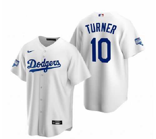 Los Angeles Dodgers 10 Justin Turner White 2020 World Series Champions Replica Jersey