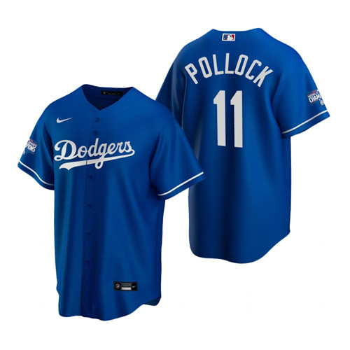 Los Angeles Dodgers 11 A.J. Pollock Royal 2020 World Series Champions Replica Jersey