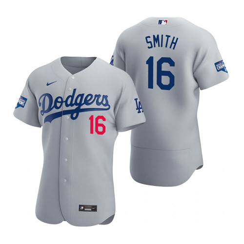 Los Angeles Dodgers 16 Will Smith Gray 2020 World Series Champions Authentic Jersey