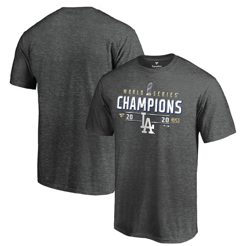 Los Angeles Dodgers 2020 World Series Champions Locker Room Big & Tall T-Shirt Charcoal