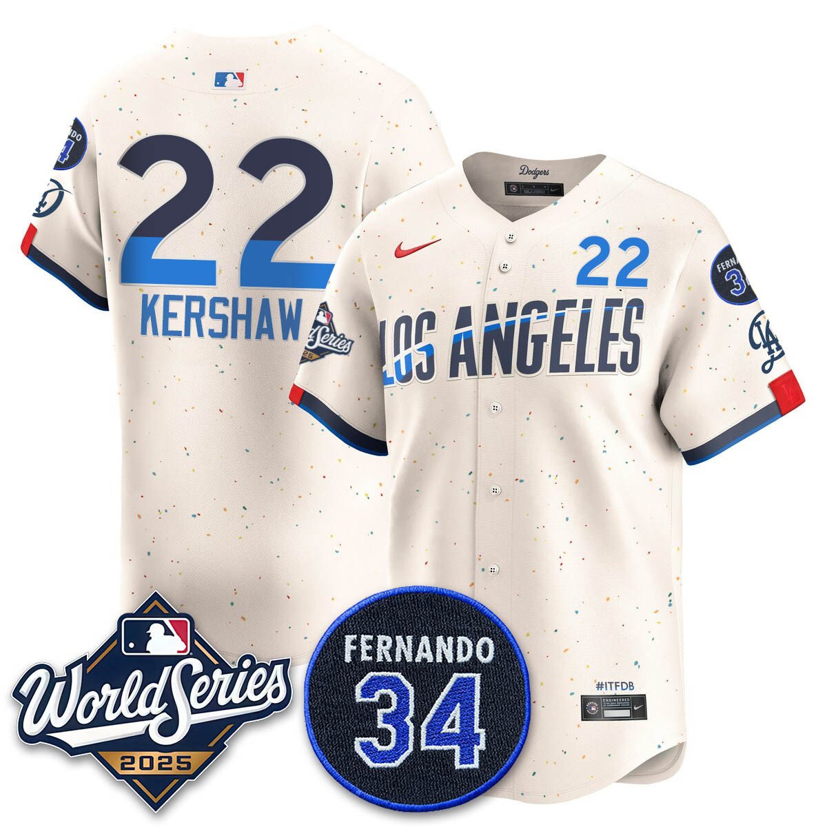 Los Angeles Dodgers 2025 National League Champions Jersey - All Stitched Clayton Kershaw   22
