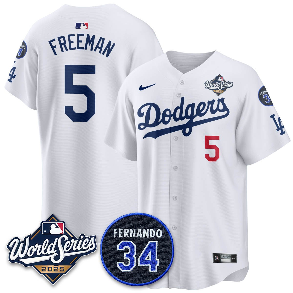 Los Angeles Dodgers 2025 National League Champions Jersey - All Stitched Freddie  Freeman - 5
