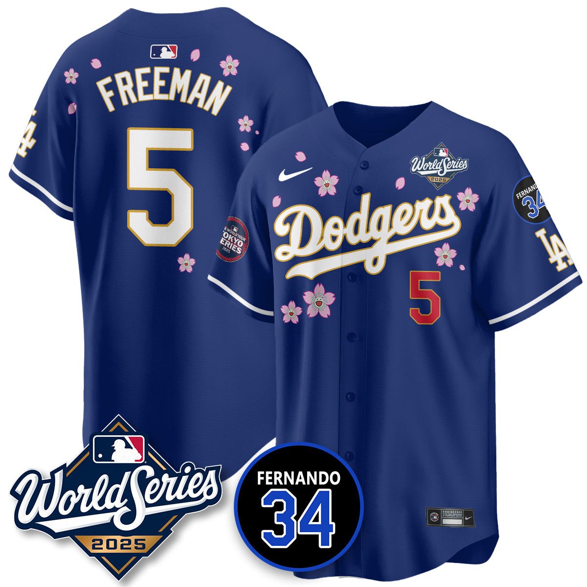 Los Angeles Dodgers 2025 National League Champions Jersey - All Stitched Freddie Freeman -    5