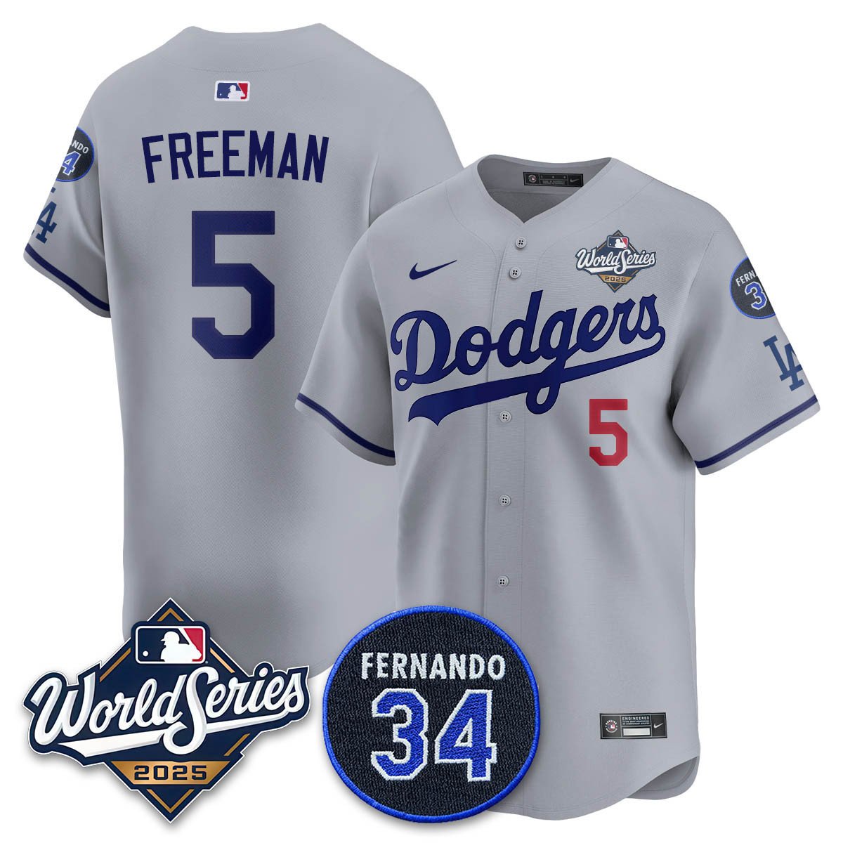Los Angeles Dodgers 2025 National League Champions Jersey - All Stitched Freddie Freeman  -  5