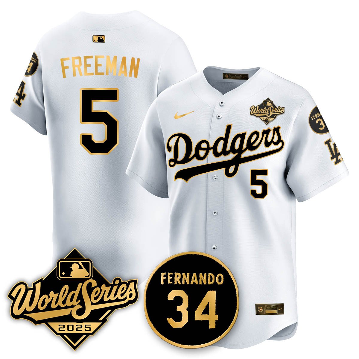 Los Angeles Dodgers 2025 National League Champions Jersey - All Stitched Freddie Freeman -  5