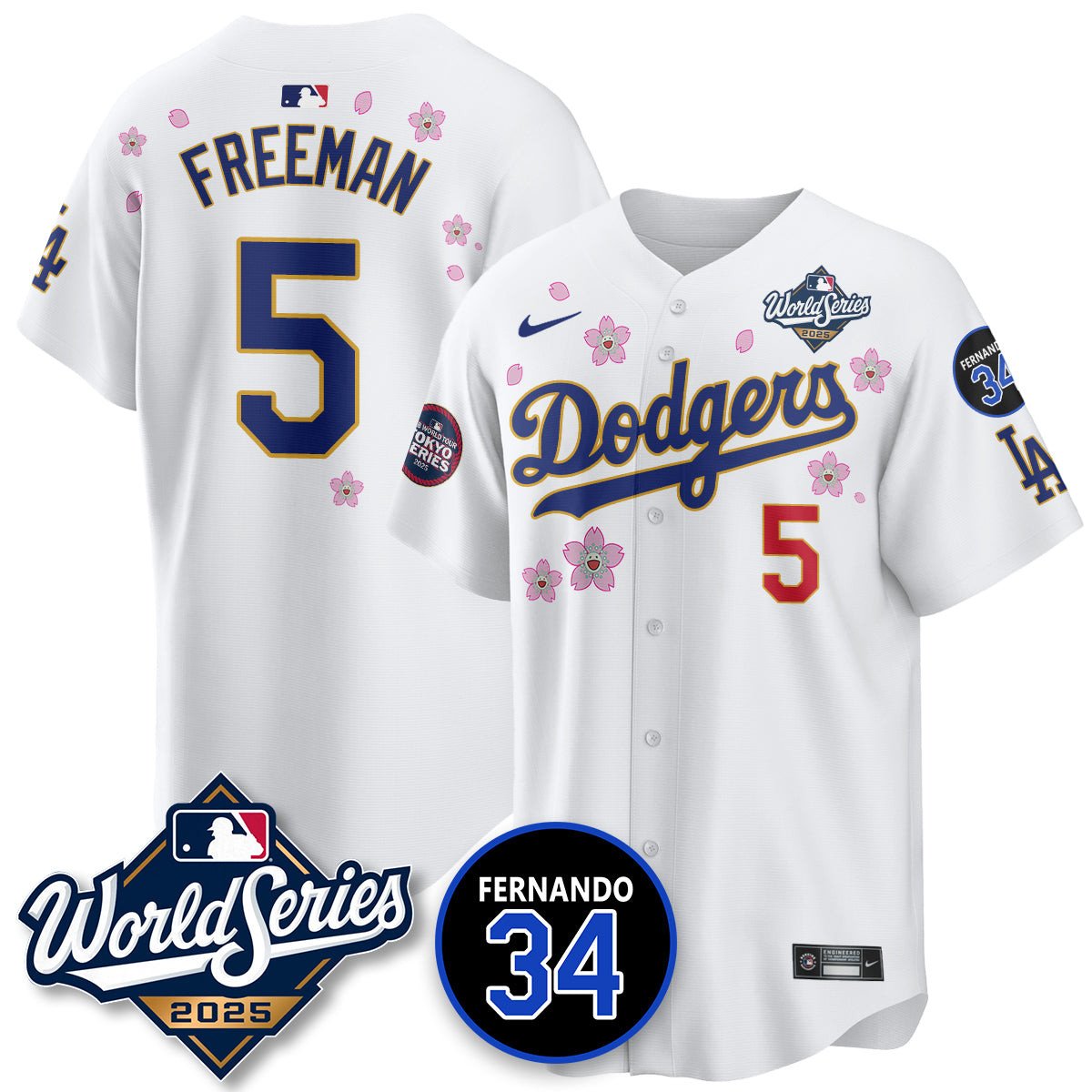 Los Angeles Dodgers 2025 National League Champions Jersey - All Stitched Freddie Freeman  - 5