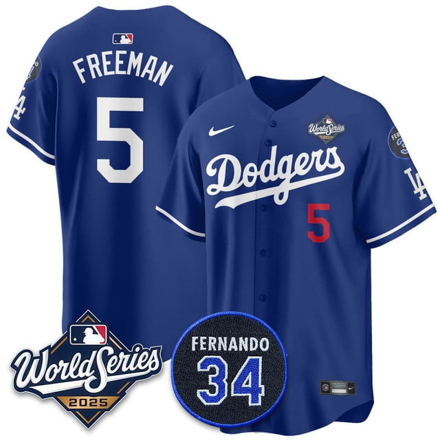 Los Angeles Dodgers 2025 National League Champions Jersey - All Stitched Freddie Freeman - 5