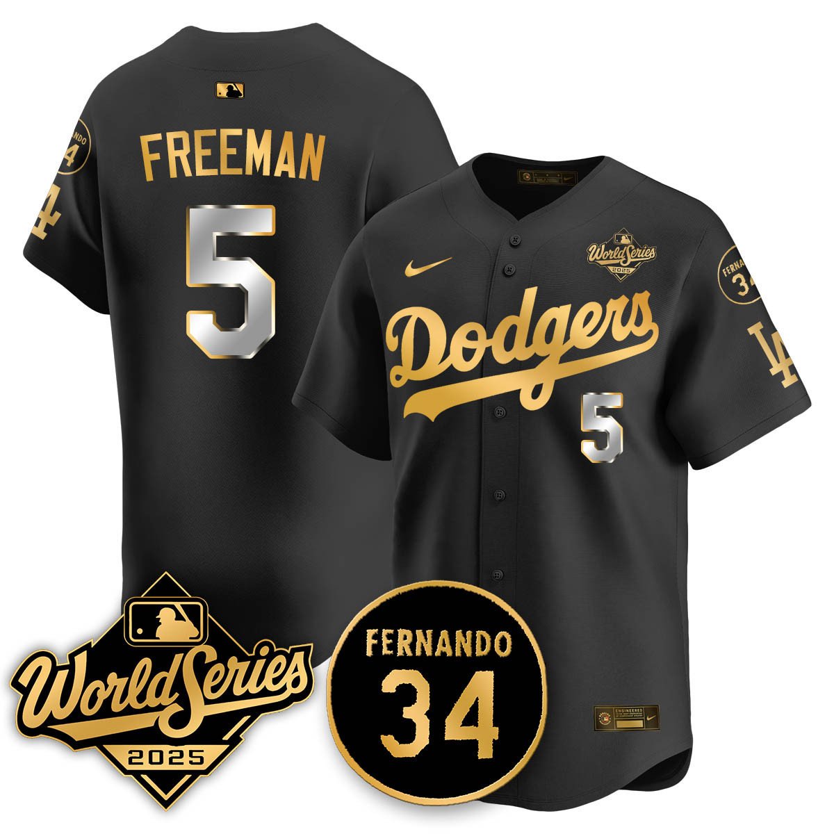 Los Angeles Dodgers 2025 National League Champions Jersey - All Stitched Freddie Freeman   5