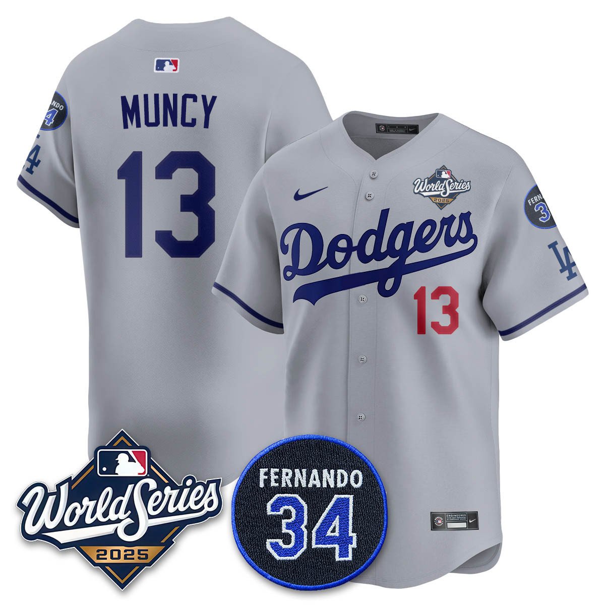 Los Angeles Dodgers 2025 National League Champions Jersey - All Stitched Max   Muncy - 13